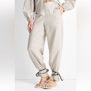 Women's Pinstripe Ankle Tie Pants, Size:Xxs